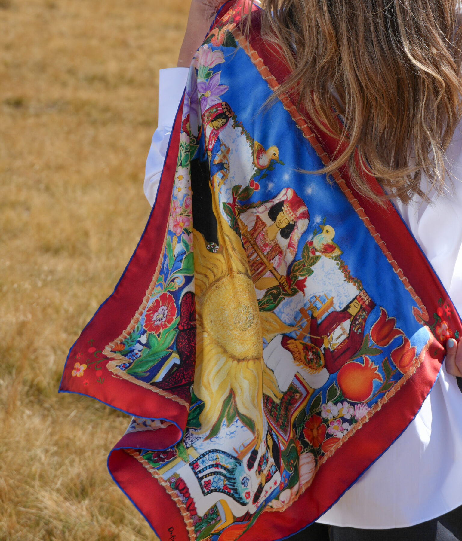 Painted Foulard - crimson-border