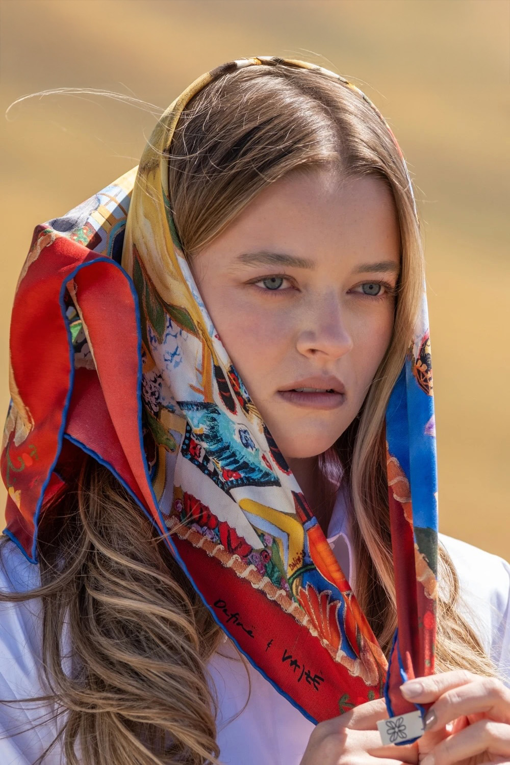 Painted Foulard - crimson-border