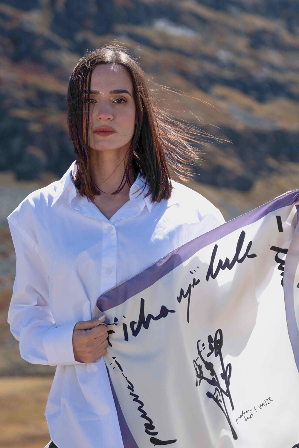 Written Foulard - lilac-border